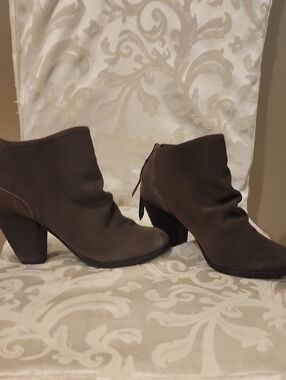 naughty monkey Dark Brown Suede Ankle Booties with Block Heel